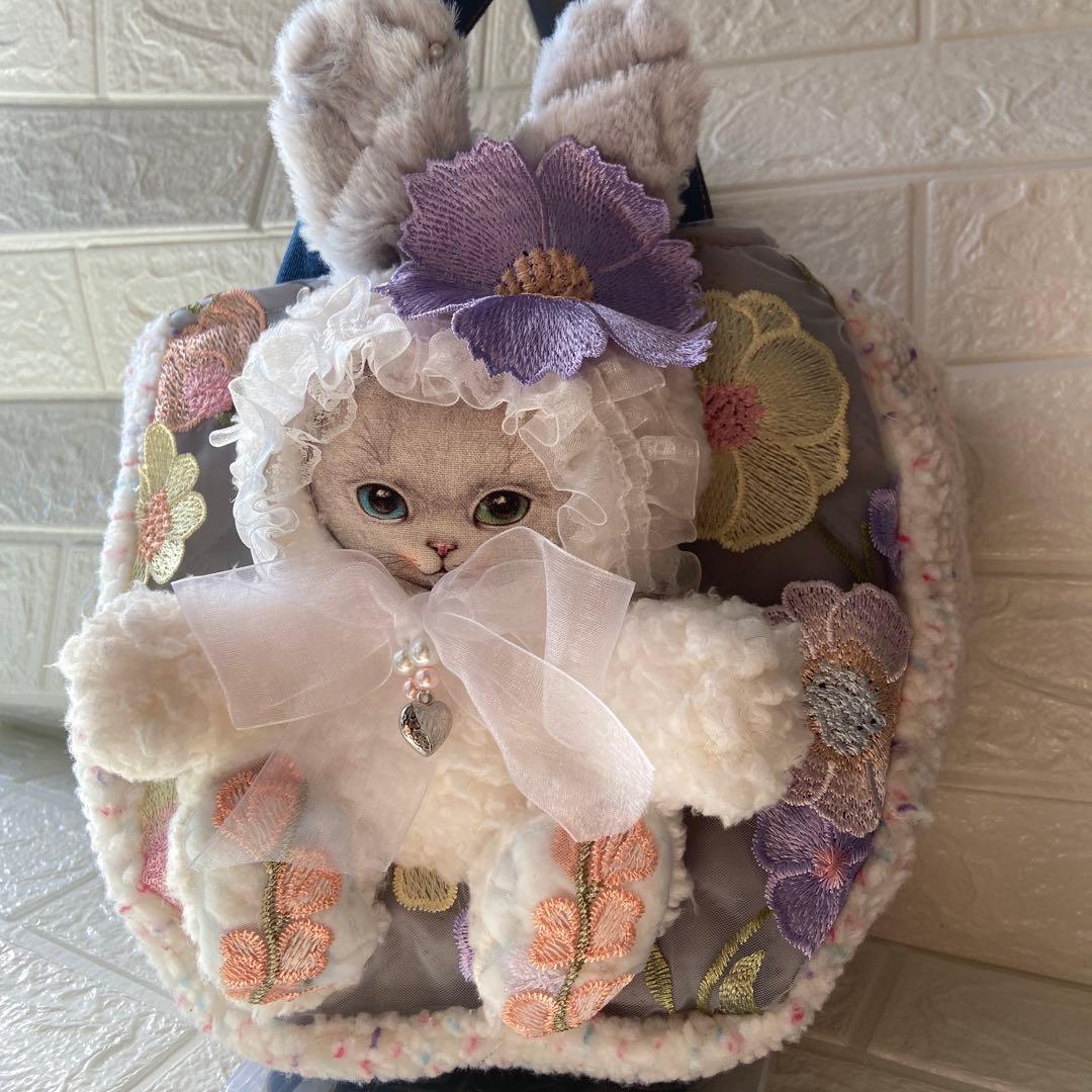 m*e様 コヤンイサムチョン　ボアトートバッグ　レースお花　刺繍レース　オッドア