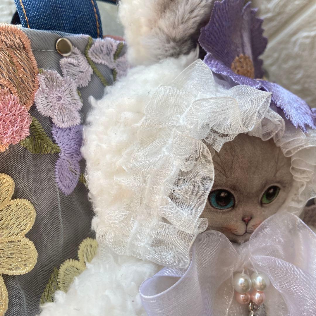 m*e様 コヤンイサムチョン　ボアトートバッグ　レースお花　刺繍レース　オッドア