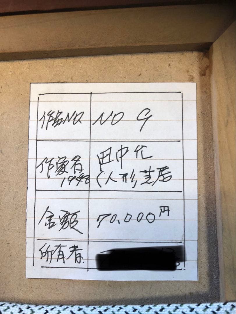 田中允　油彩画　人形芝居　額装