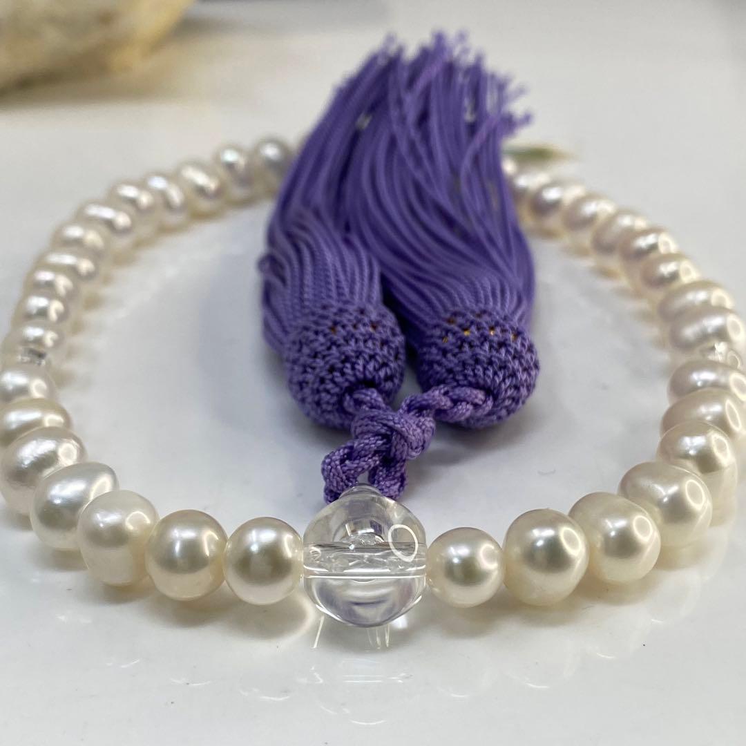 念珠、数珠、片手用　淡水真珠　7-9ミリ