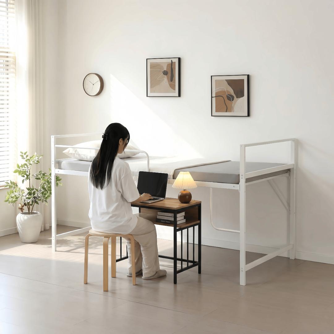 超人気！パイプベッド シングル【高さ110cm】 収納 北欧風 大人 WHITE