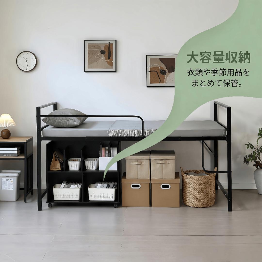 超人気！パイプベッド シングル【高さ110cm】 収納 北欧風 大人 WHITE