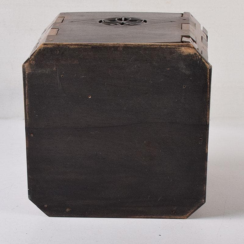 茶道具　唐木縞黒檀製　持ち手付煙草入　煙草盆　C　R7616C