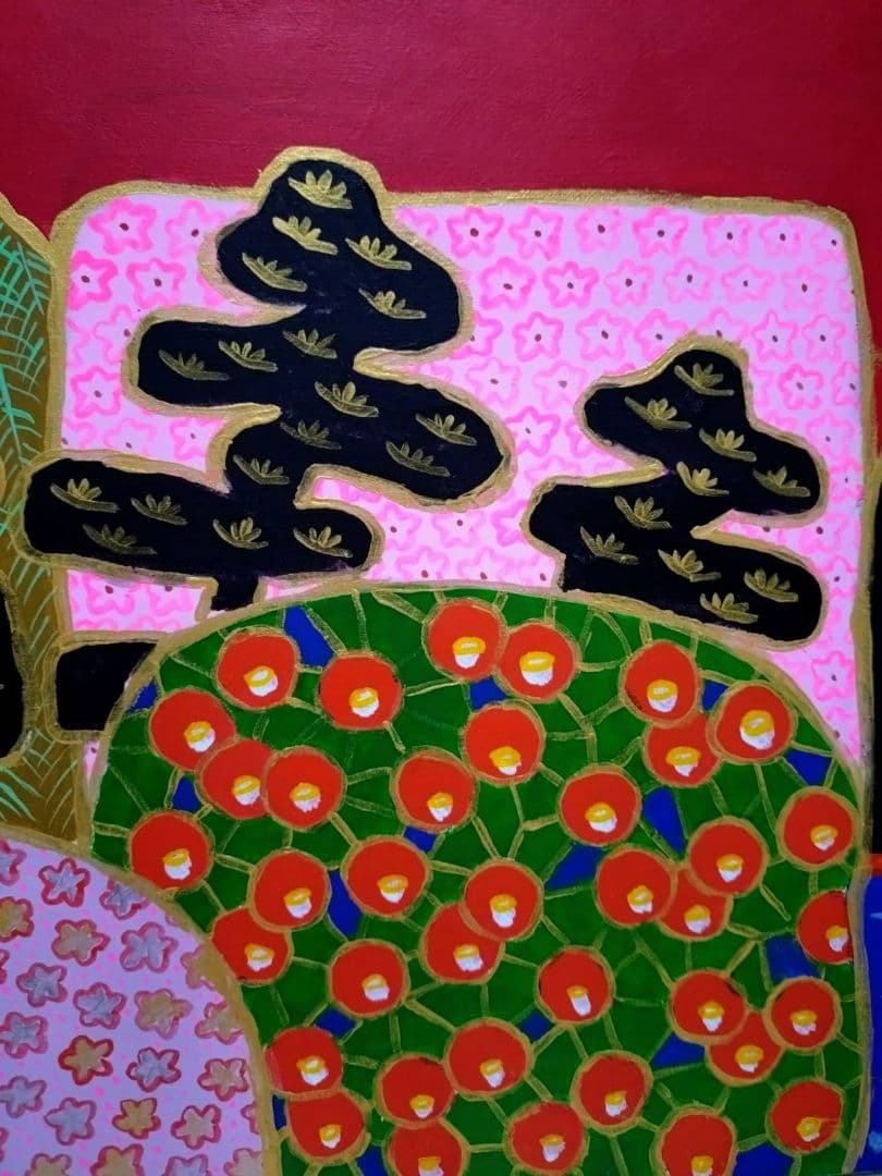 【F20号】片岡球子【めで多き富士】手描き/表裏サイン/油彩/絵画/額縁/額装