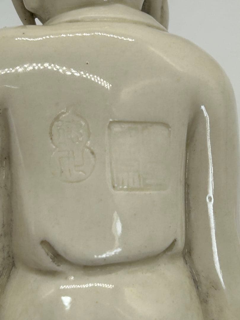 中国　徳化窯白磁達磨　清時代　木箱入　送料込み0730