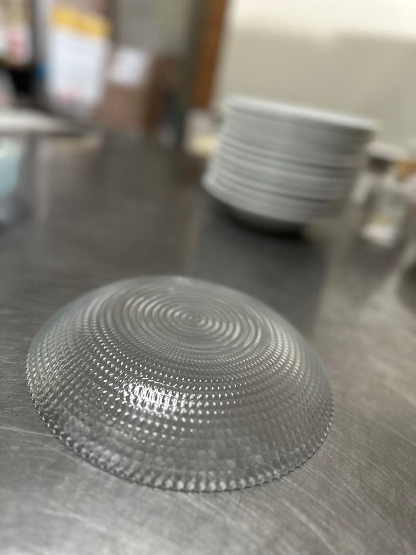 クリアガラス皿 テクスチャー付き×5枚セット