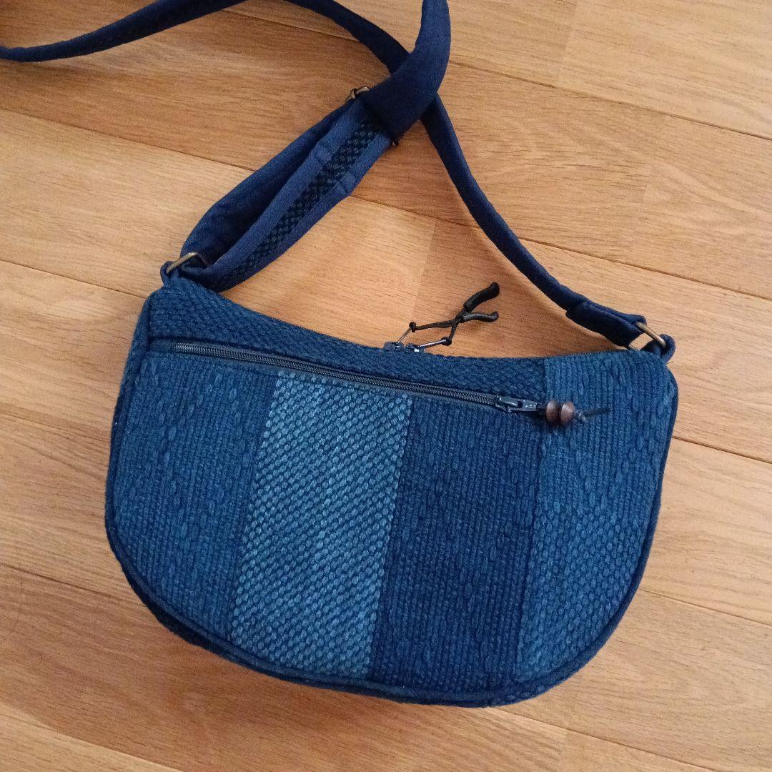 古布藍染木綿二重剣道着　小さめショルダーバッグ　ハンドメイド