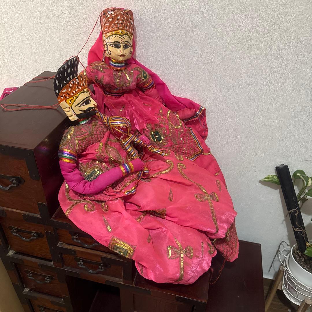 80センチ弱インド　マハラジャ操り人形2人