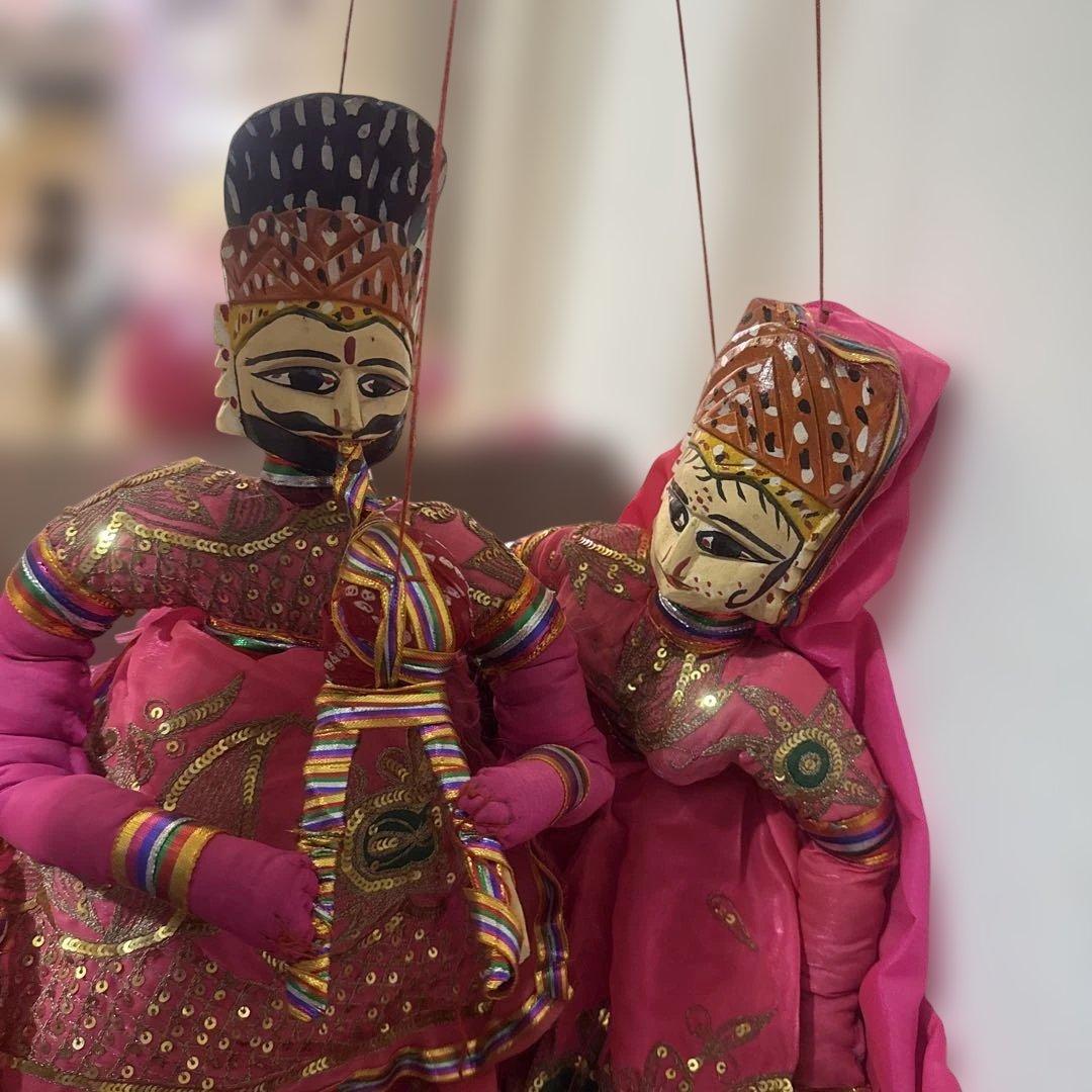 80センチ弱インド　マハラジャ操り人形2人