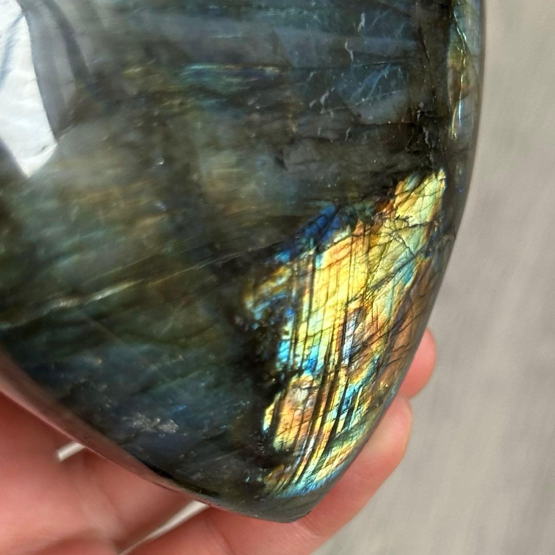 ラブラドライト　大きめ　ハート　両面シラー良い　402g