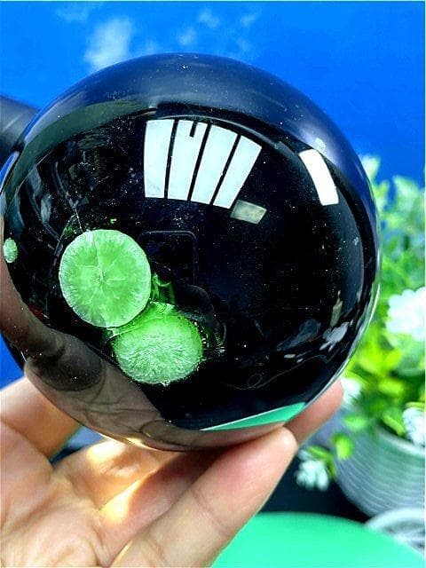 90mm 1010g 超綺麗★オブシディアン丸玉B89Z1/161Z02C