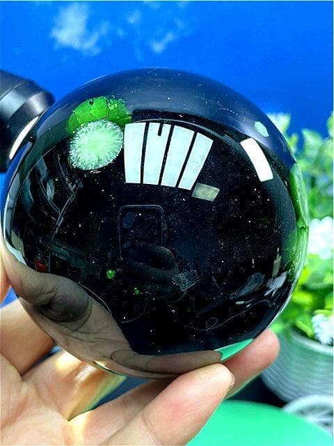 90mm 1010g 超綺麗★オブシディアン丸玉B89Z1/161Z02C