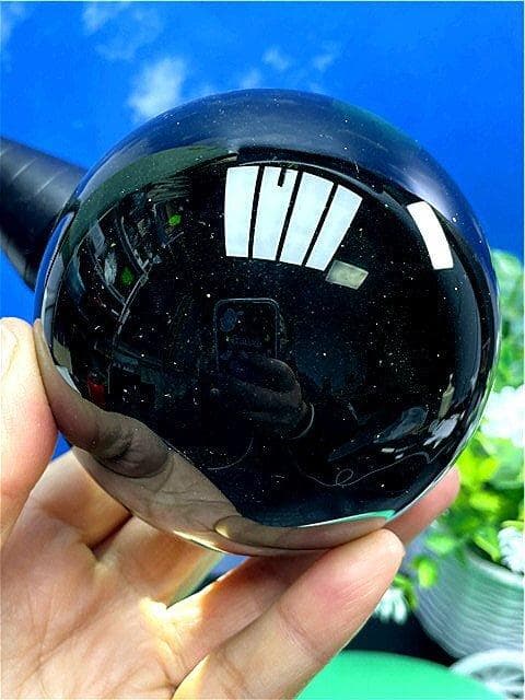 90mm 1010g 超綺麗★オブシディアン丸玉B89Z1/161Z02C