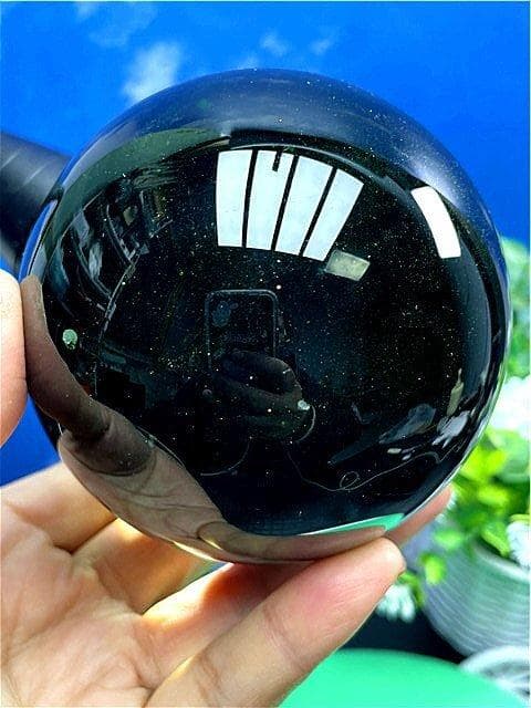 90mm 1010g 超綺麗★オブシディアン丸玉B89Z1/161Z02C