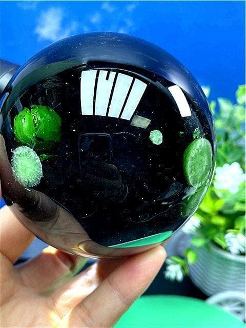 90mm 1010g 超綺麗★オブシディアン丸玉B89Z1/161Z02C