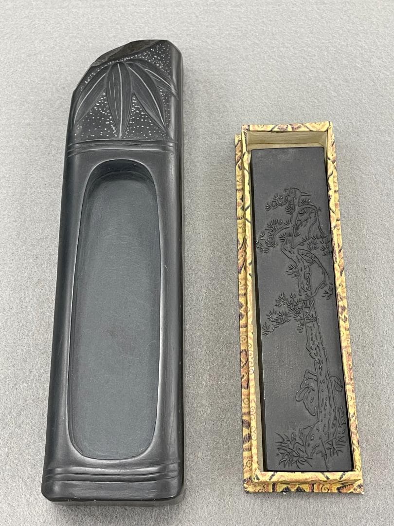 【未使用】雄勝硯　遠藤弘行作　＋　純松煙　墨