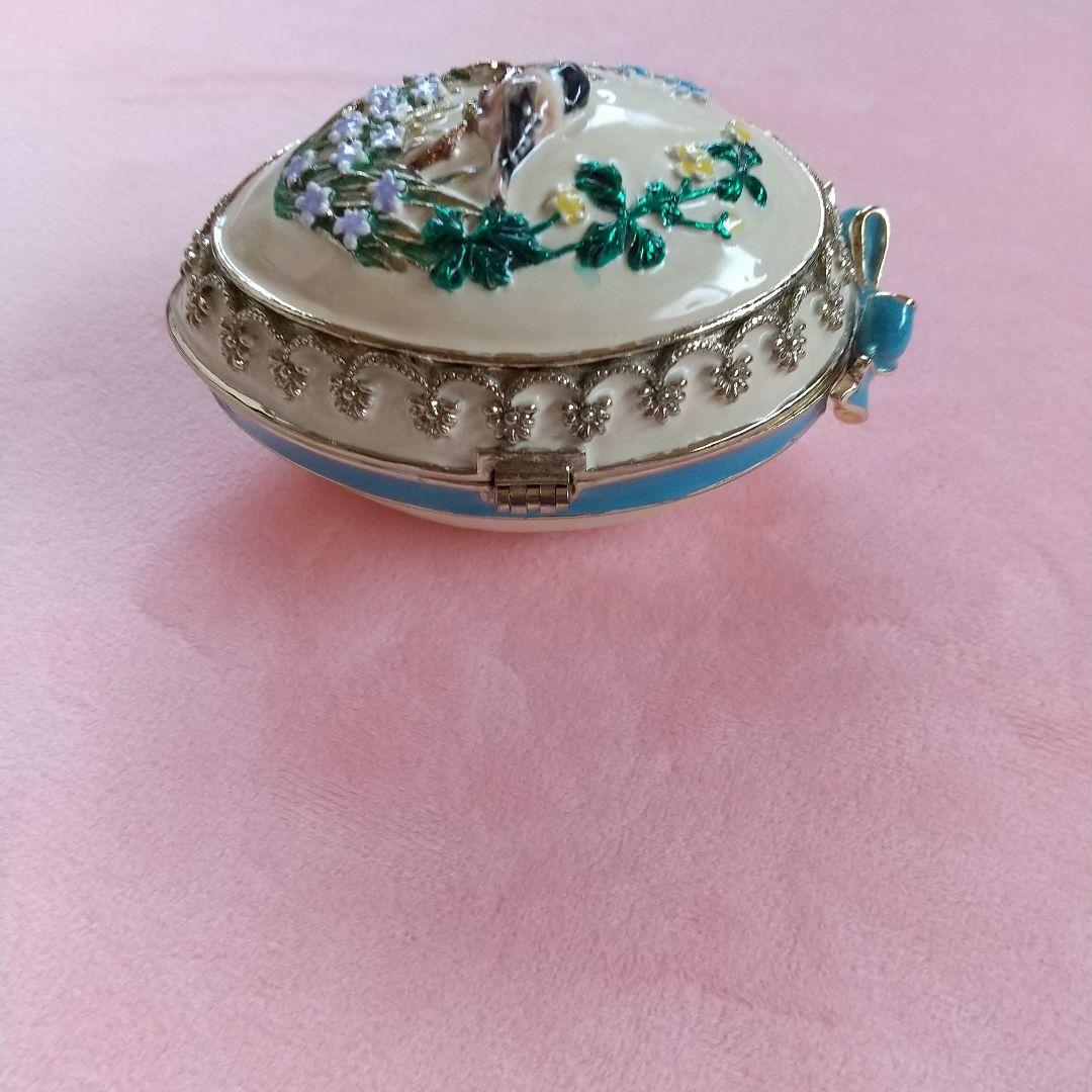 Tasha Tudor 陶器製 鳥と花の卵型ジュエリーボックス