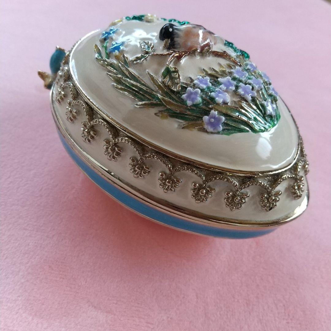 Tasha Tudor 陶器製 鳥と花の卵型ジュエリーボックス