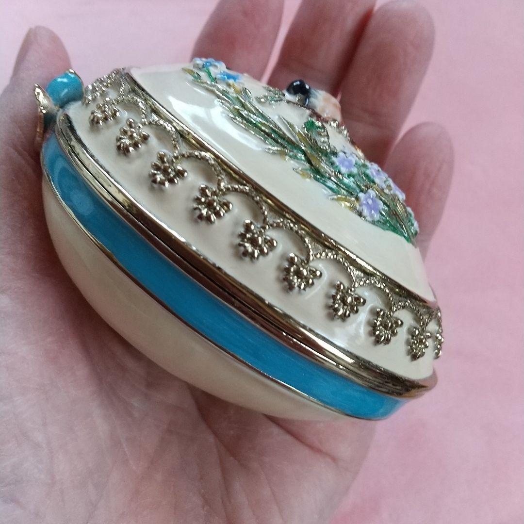 Tasha Tudor 陶器製 鳥と花の卵型ジュエリーボックス