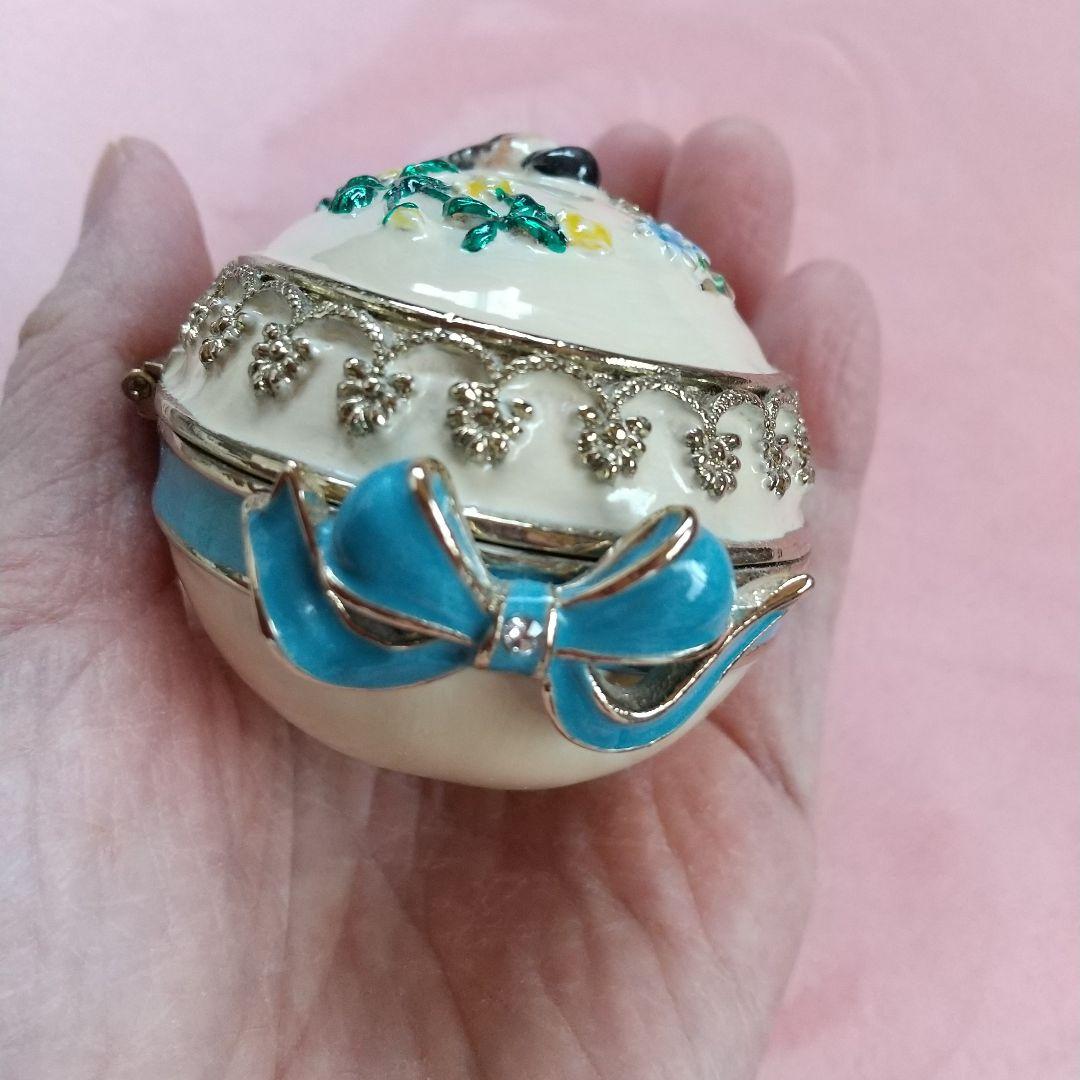 Tasha Tudor 陶器製 鳥と花の卵型ジュエリーボックス