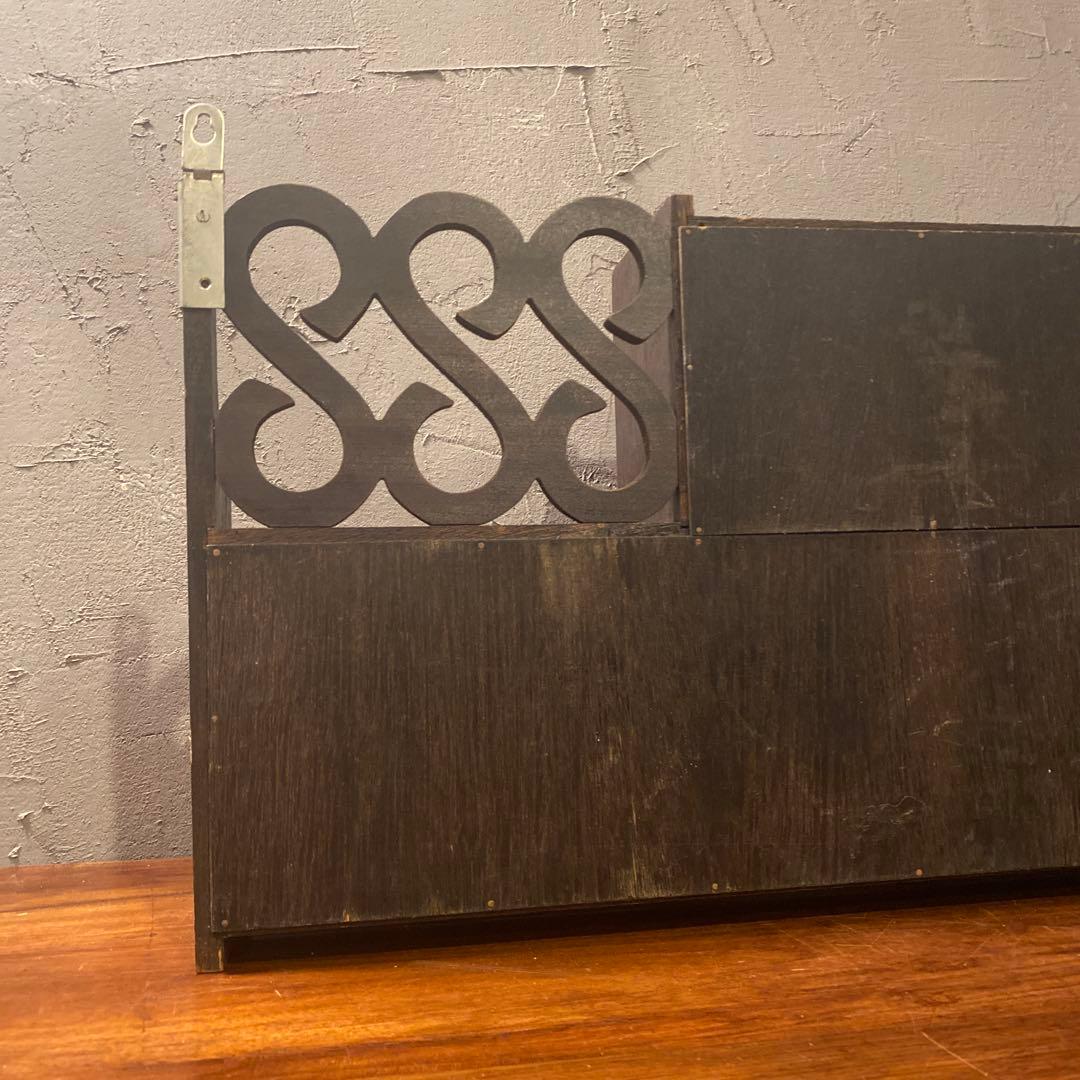 昭和レトロ 木製飾り棚 ショーケース 吊り下げ可能 インテリア 什器