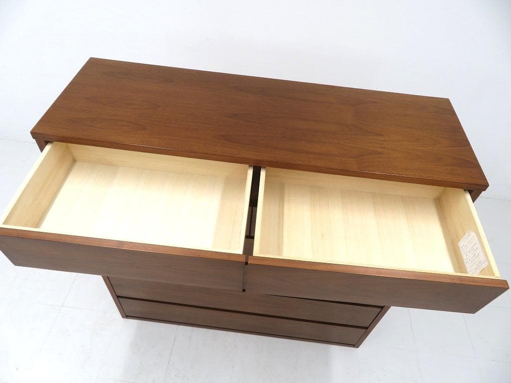 展示品　IDC大塚家具　ウォールナット　6段　チェスト　整理箪笥　タンス