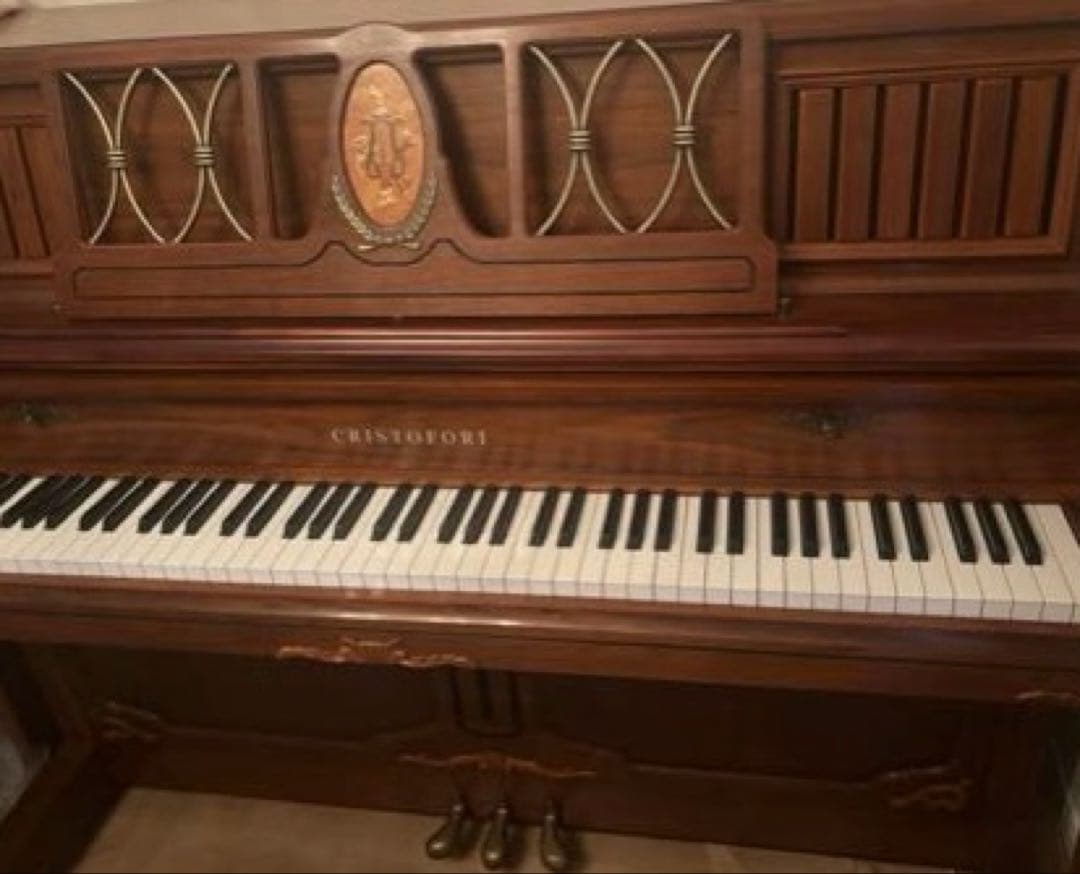 クリストフォリ　アップライトピアノ ダークウッド 3ペダル ベンチ椅子付き