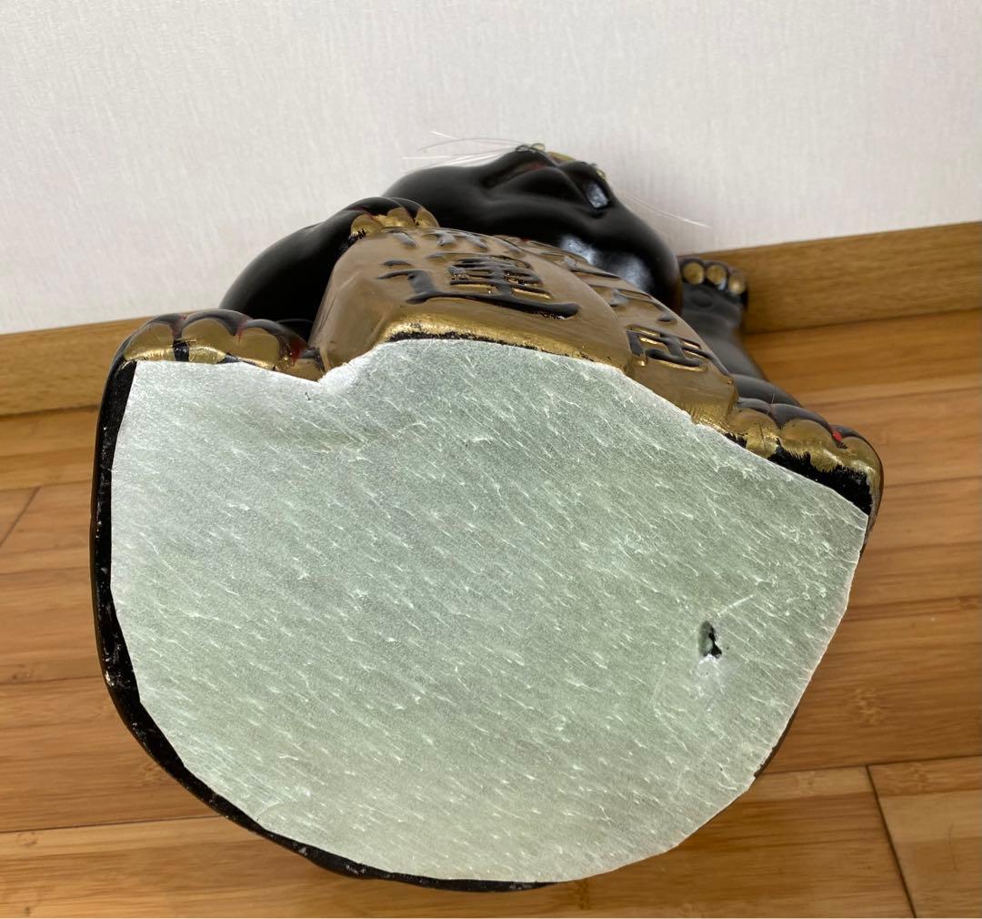 特大黒招き猫 貯金箱　開運手長招き猫