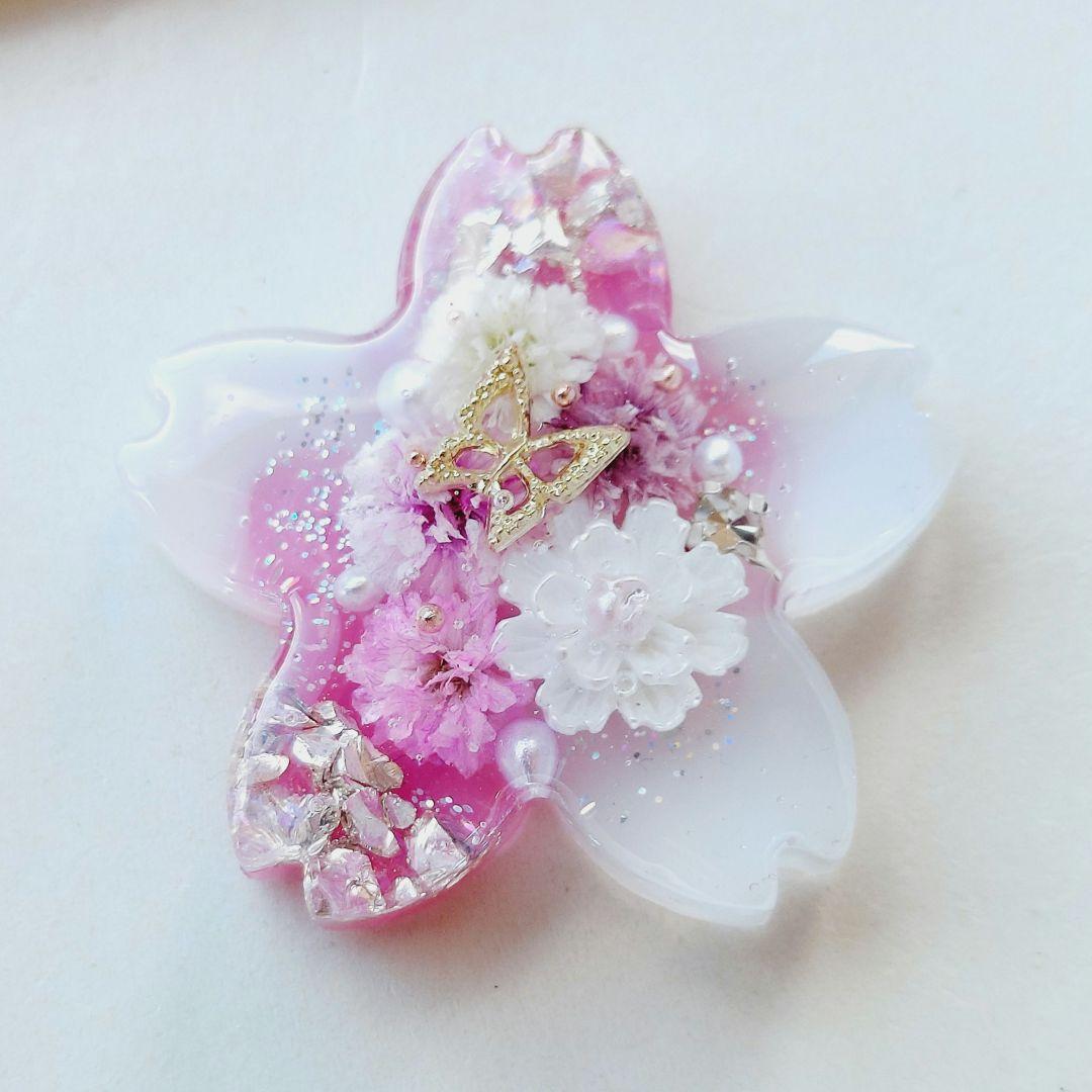 【1703】レジン　桜　ヘアゴム　ポニーフック　ブロ―チ　ハンドメイド