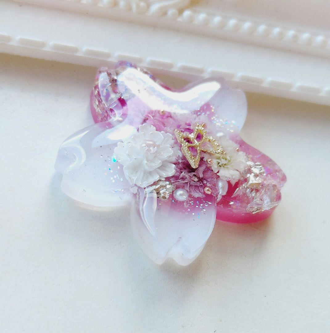 【1703】レジン　桜　ヘアゴム　ポニーフック　ブロ―チ　ハンドメイド