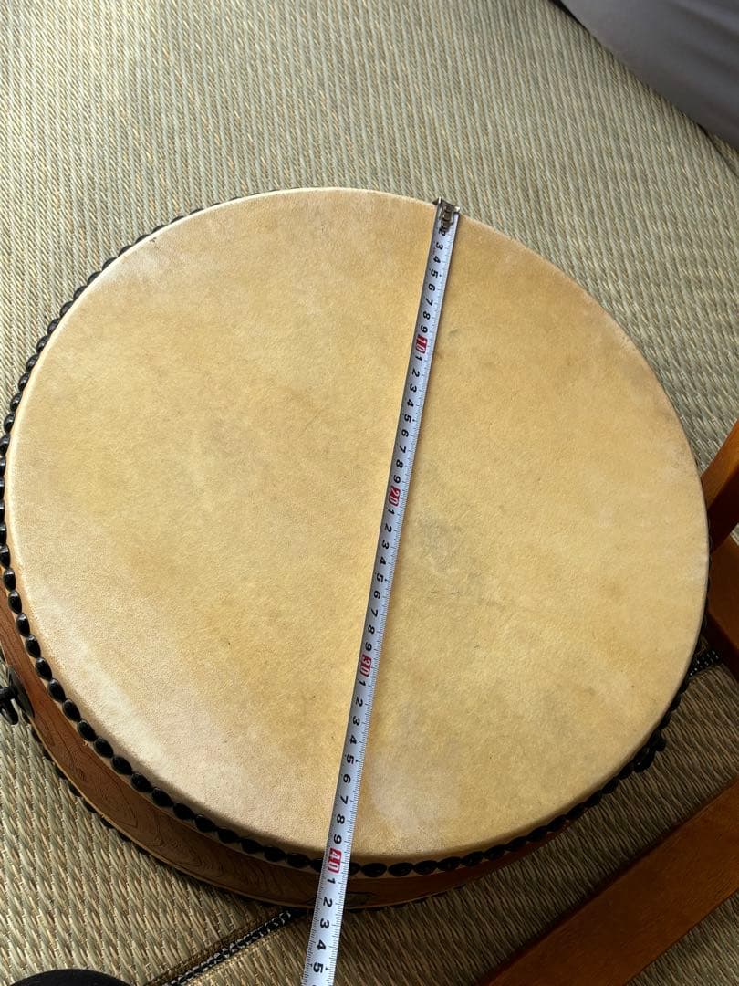 価格15万円程●和太鼓 宮本卯之助 平胴太鼓 1尺3寸 太鼓台、バチ、バチカバー