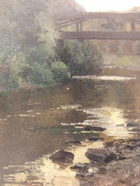 マリー・エーグナー、橋のある森の小川、希少画集画、新品額装付