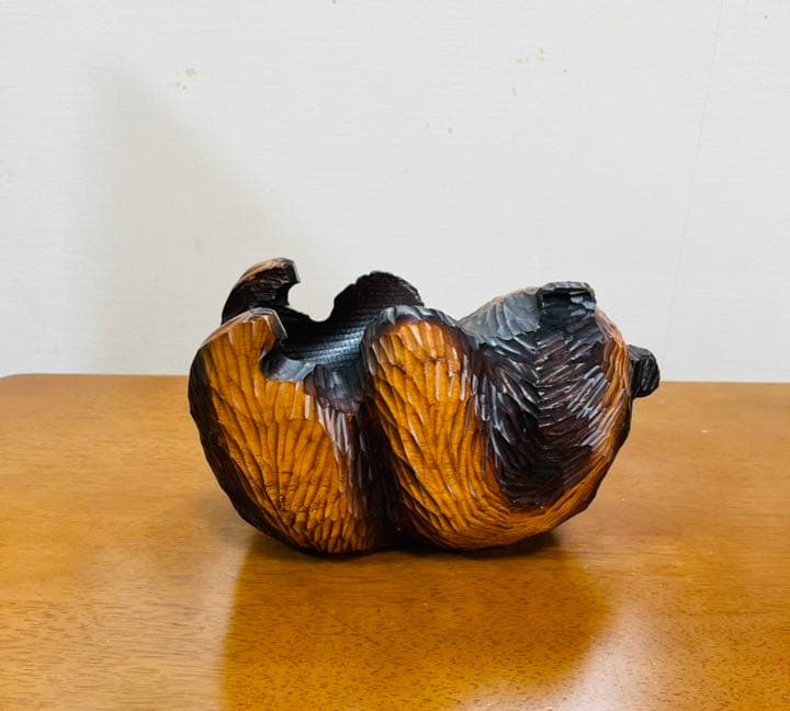 熊の木彫　お酒ホルダー　置物