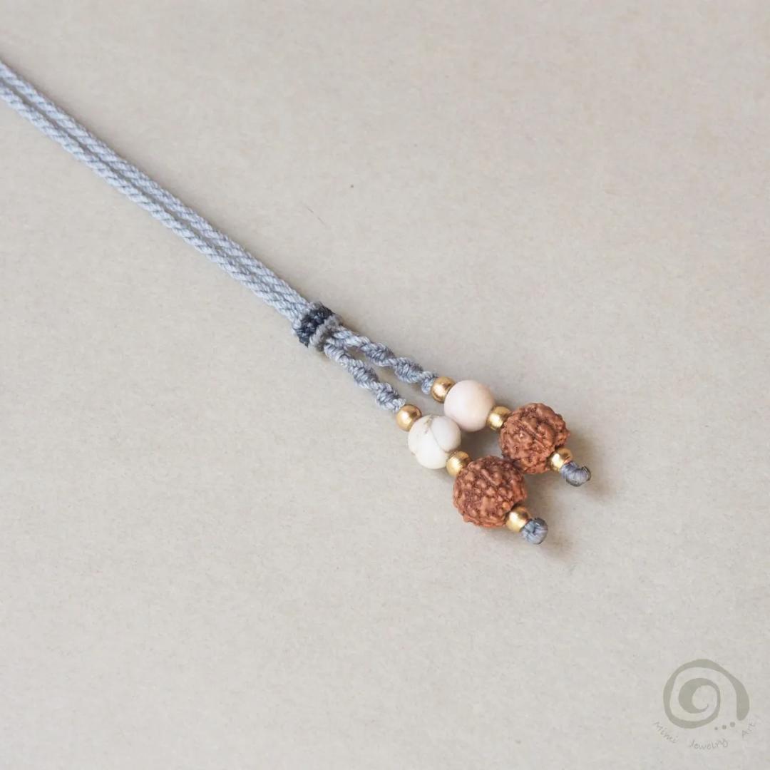 デンドリティック アゲート マクラメ ネックレス ルドラクシャ