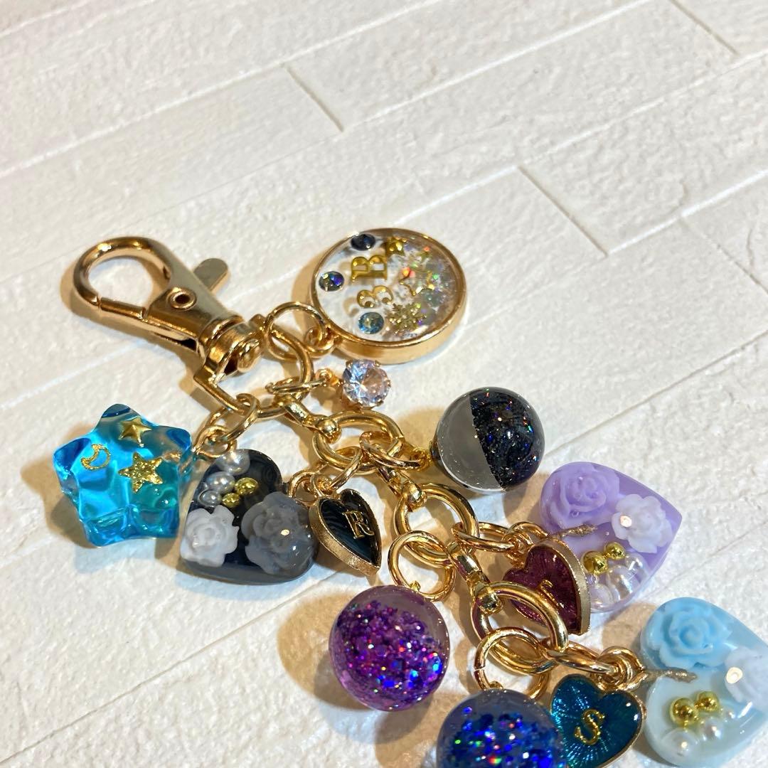 S☆Mページ　名入れチャーム レジンキーホルダー 5点