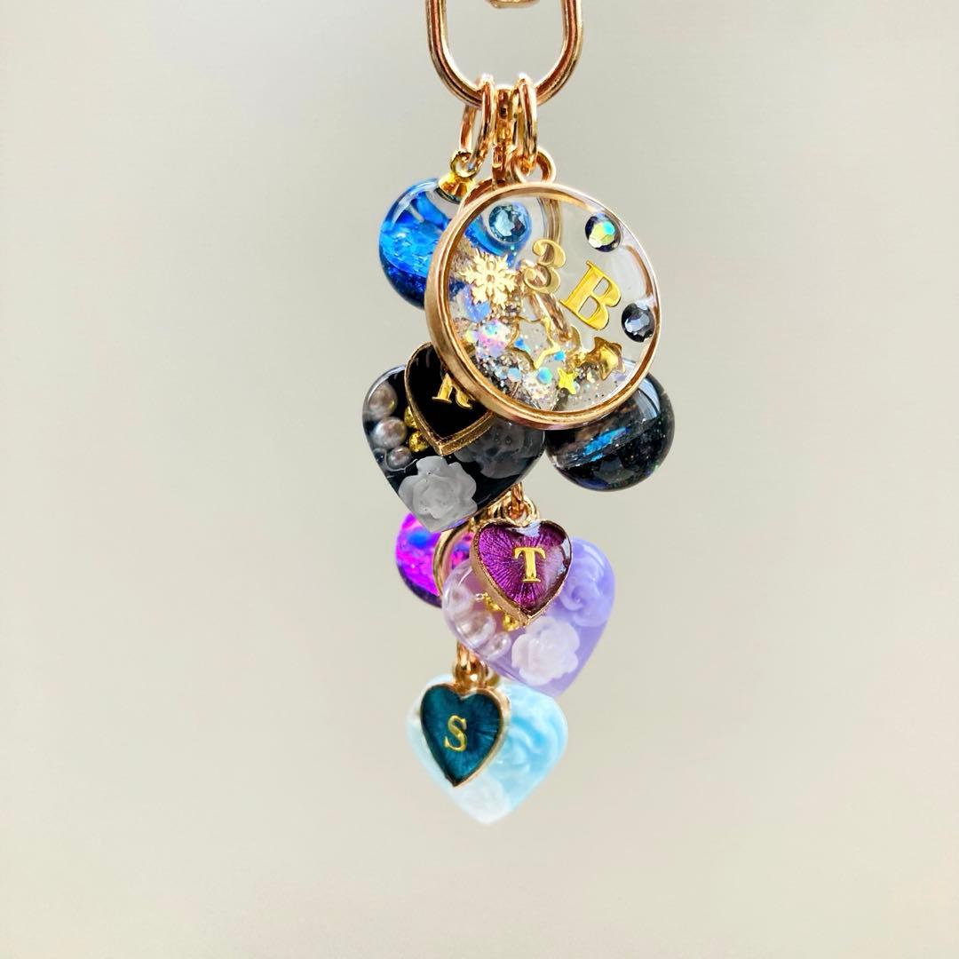 S☆Mページ　名入れチャーム レジンキーホルダー 5点