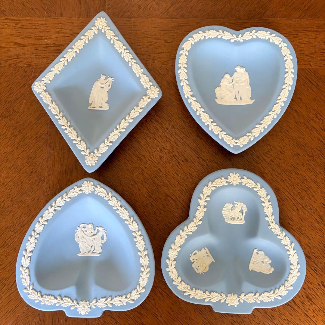 【美品】ウェッジウッド★ジャスパー★トランプ型トレイ　4枚