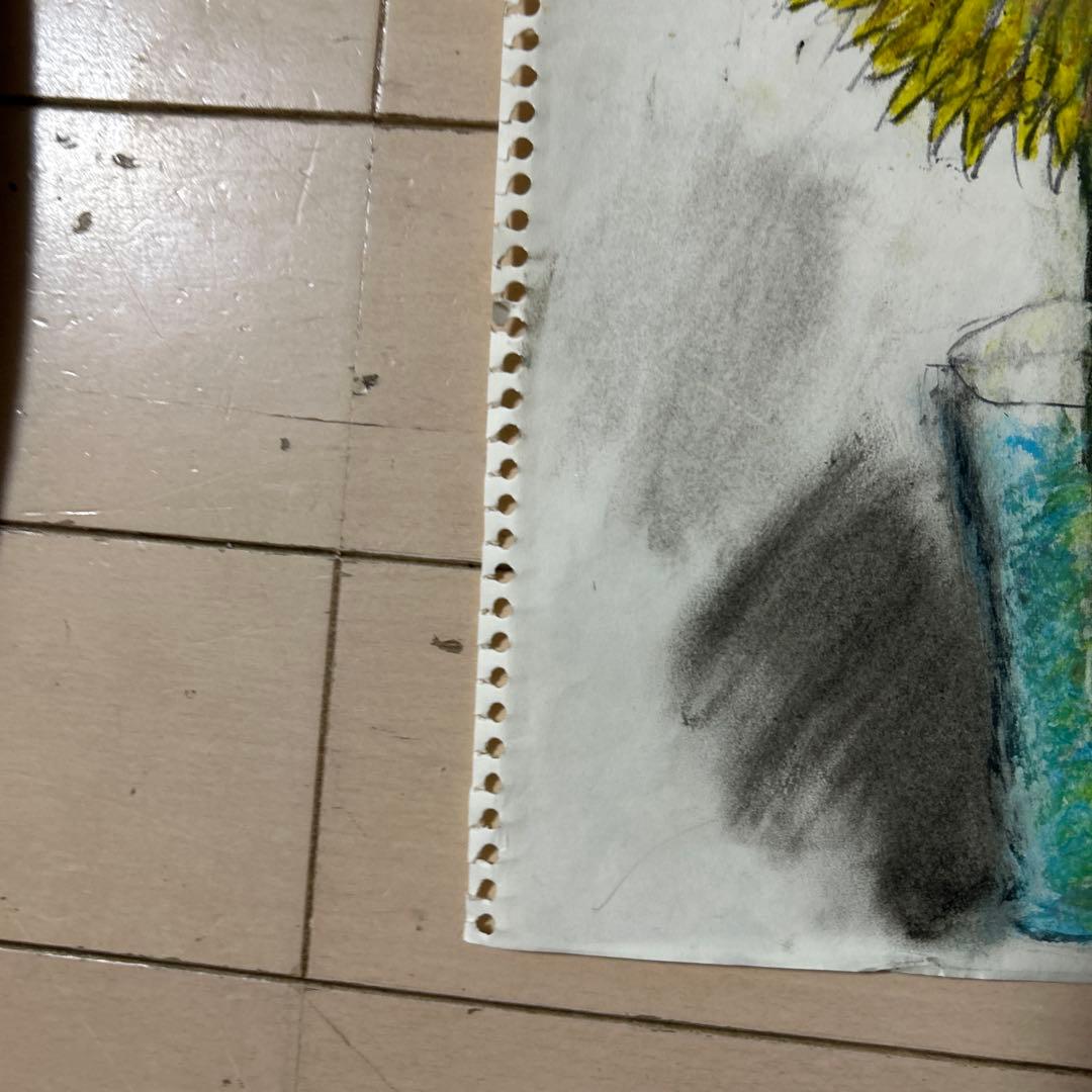 ひまわりの絵画 A4サイズ 手描き