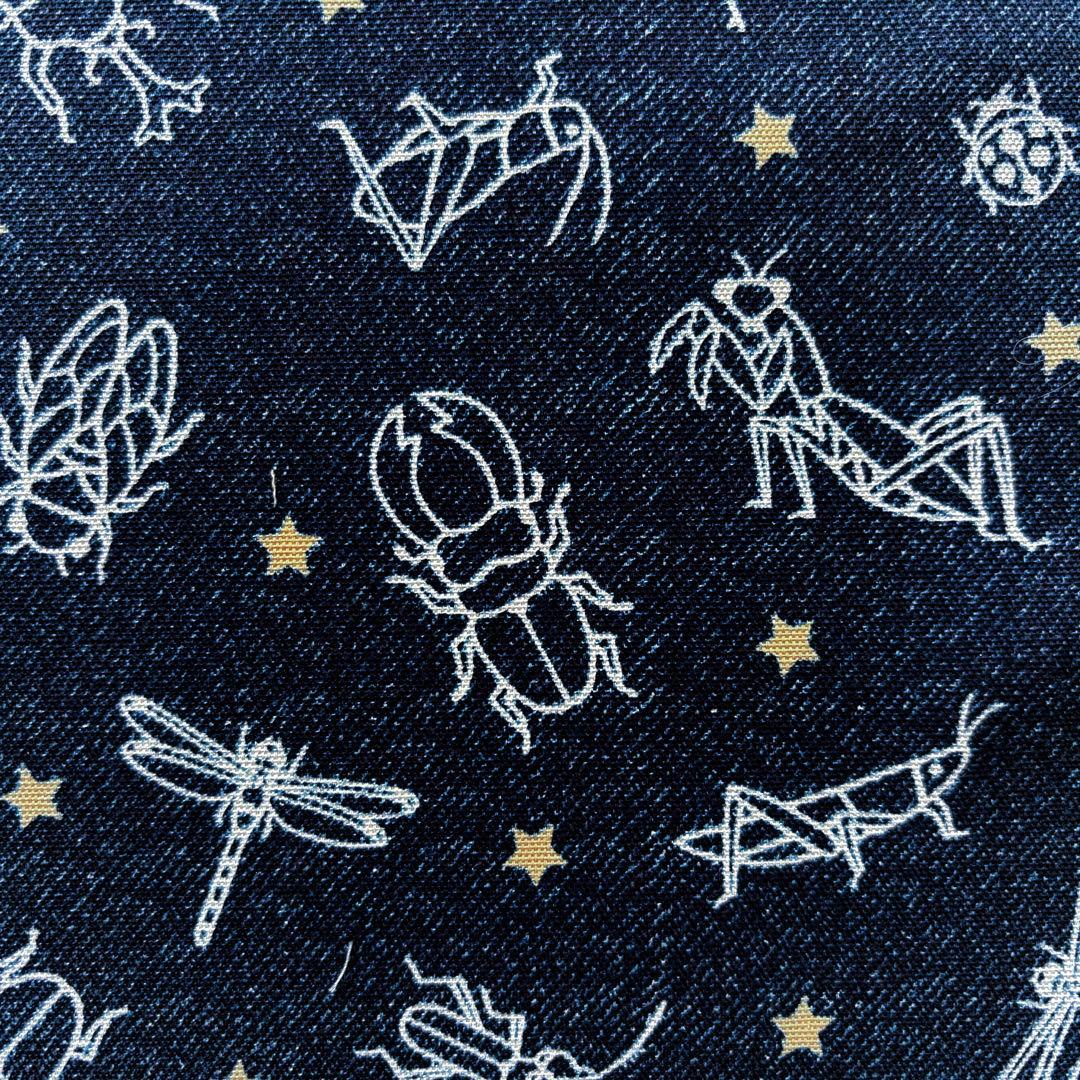 ☆給食セット 巾着&ランチョンマット デニム調昆虫＊ネイビー＊片紐5