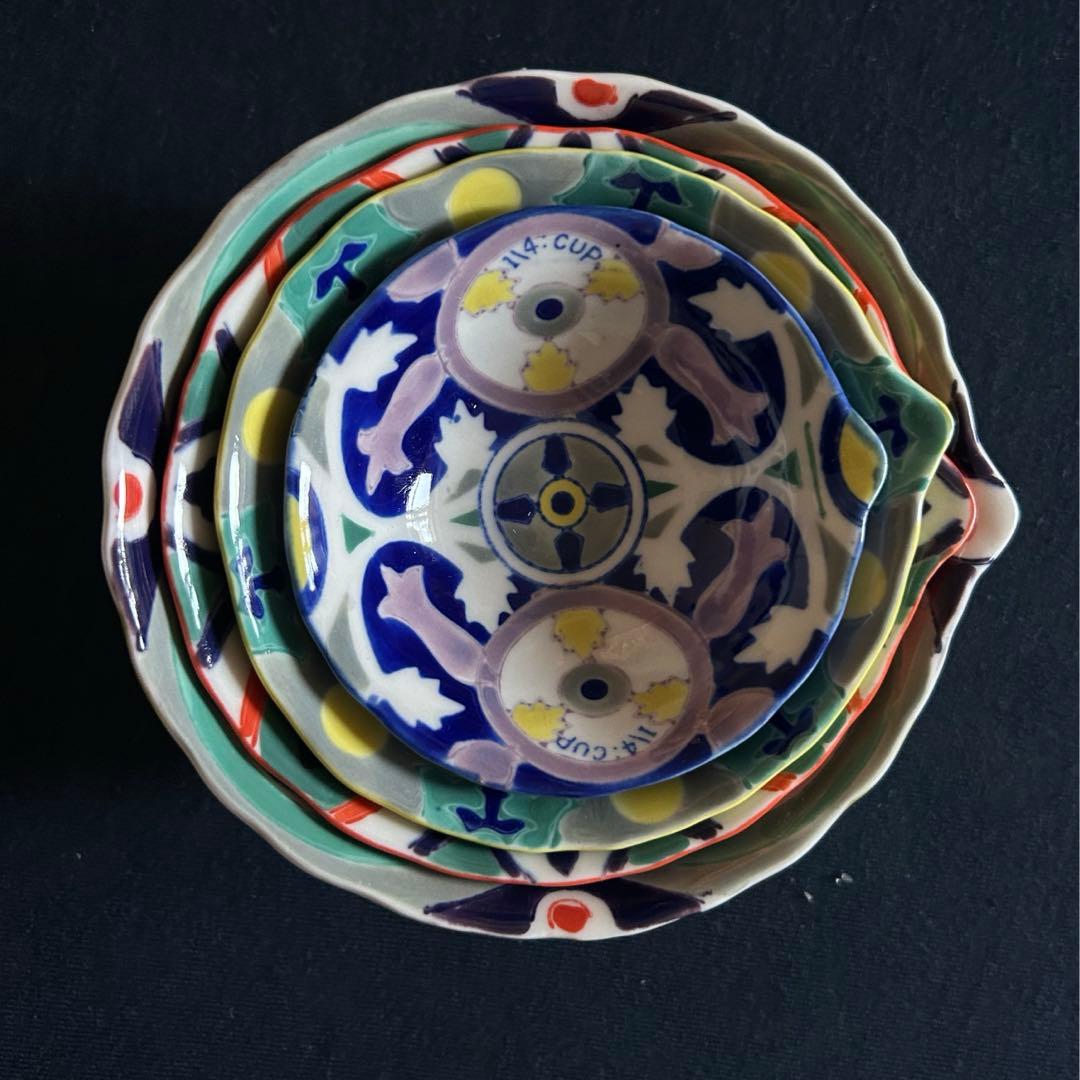 【新品未使用・LAで購入】Anthropologieカラフル食器4枚セット箱付き