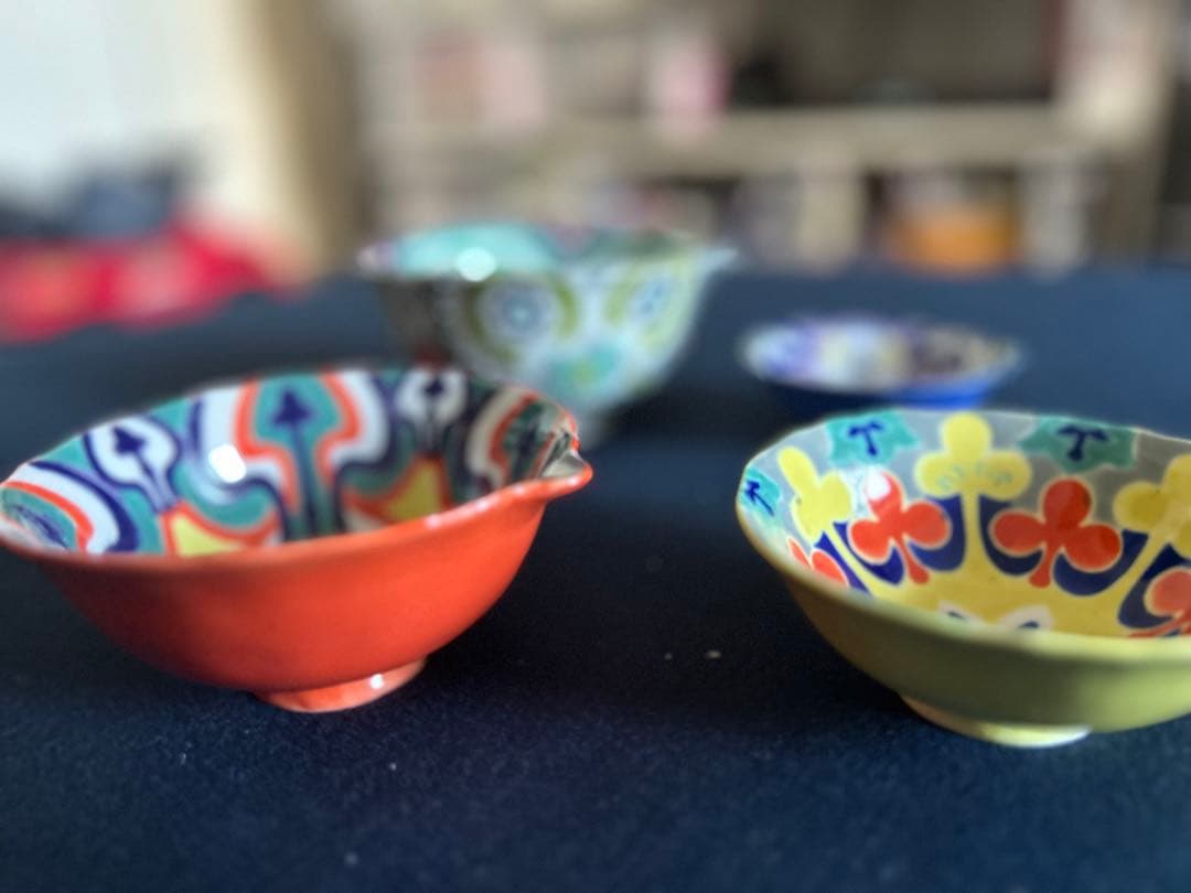 【新品未使用・LAで購入】Anthropologieカラフル食器4枚セット箱付き