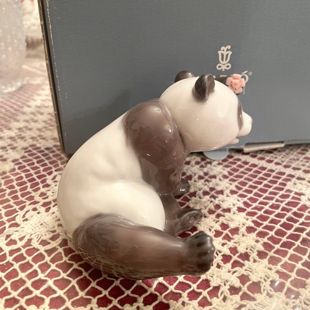 新品　未使用　箱付き　リヤドロ　パンダ　スペイン製　花　ビンテージ　希少　レア