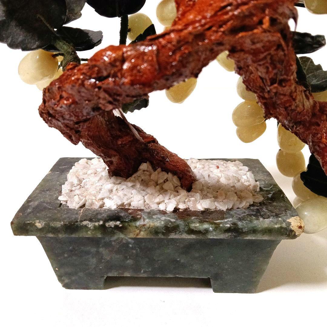 中国美術 翡翠玉石ぶどう鉢植玉石彫刻 置物 天然石 置物 インテリアヒスイ