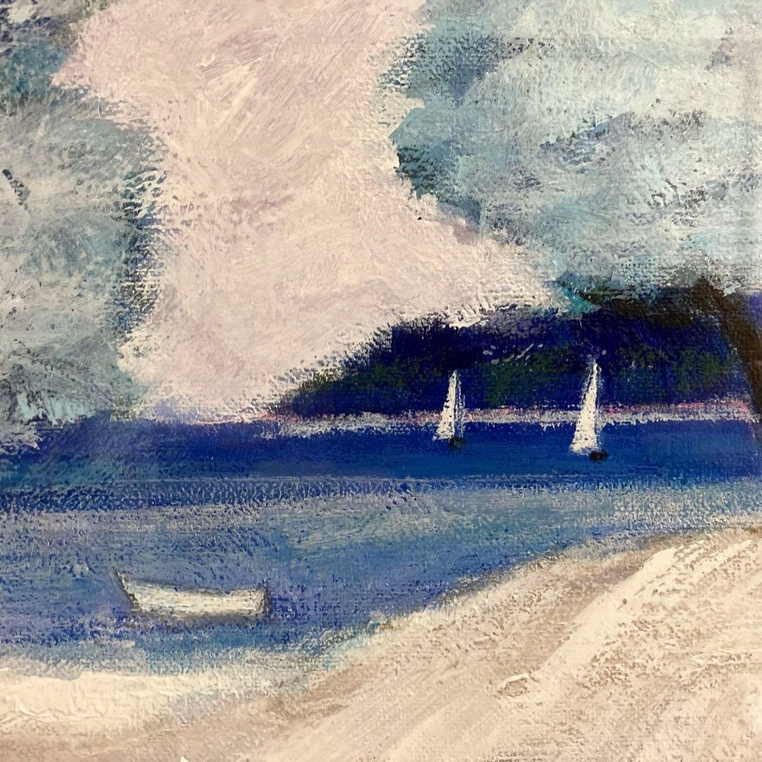 ヴギュド油彩画 青と白の風景画サイン入り