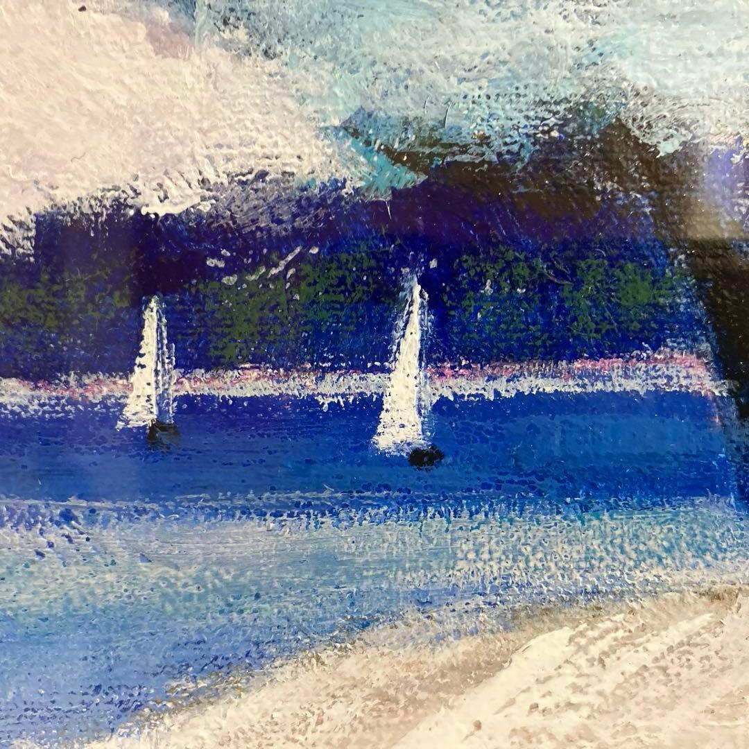 ヴギュド油彩画 青と白の風景画サイン入り