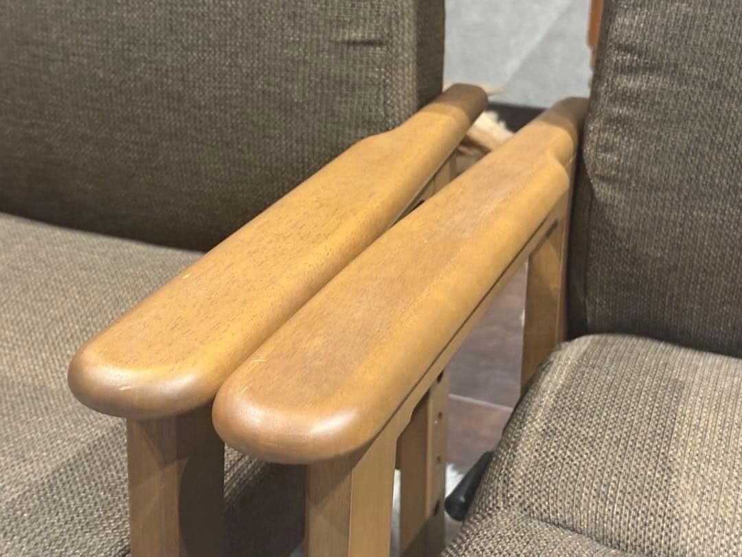 シンプル　ブラウン　ソファ　 一人用　アームソファ　キャスター付　2脚セット　Y