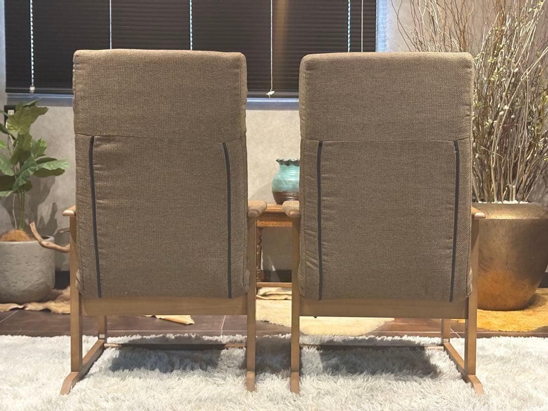 シンプル　ブラウン　ソファ　 一人用　アームソファ　キャスター付　2脚セット　Y