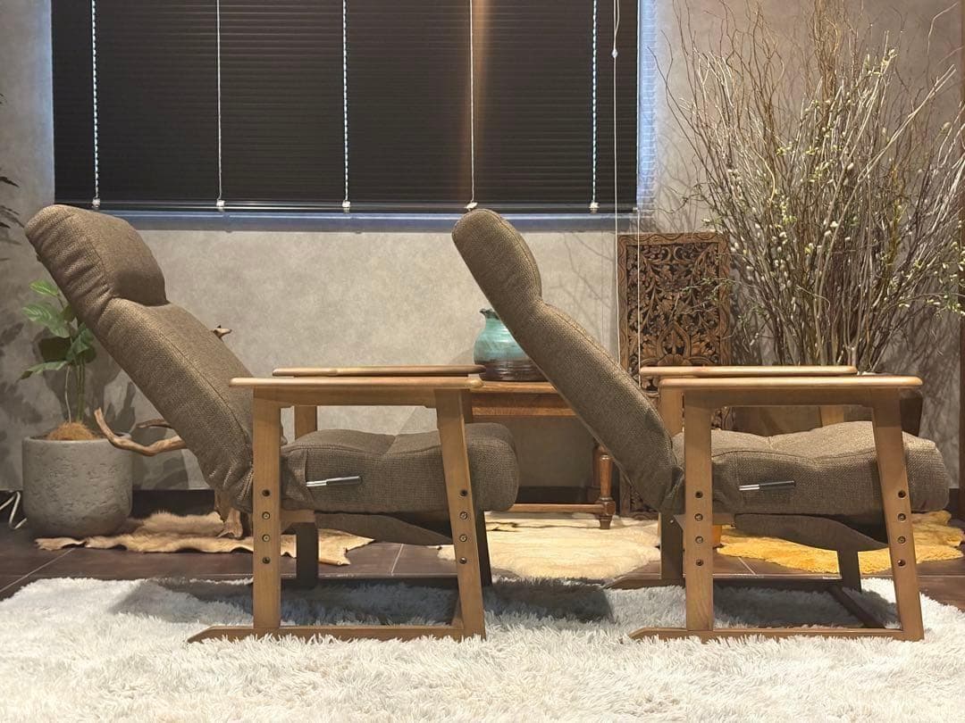 シンプル　ブラウン　ソファ　 一人用　アームソファ　キャスター付　2脚セット　Y