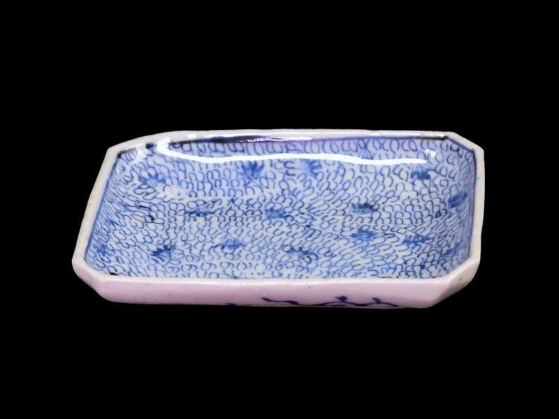 古伊万里　染付　微塵唐草の図　角皿　豆皿　E532AS-fbte