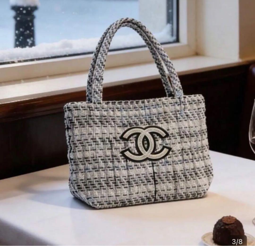 【未使用】シャネルノベルティ ツイード トートバッグ スパンコール ココマーク